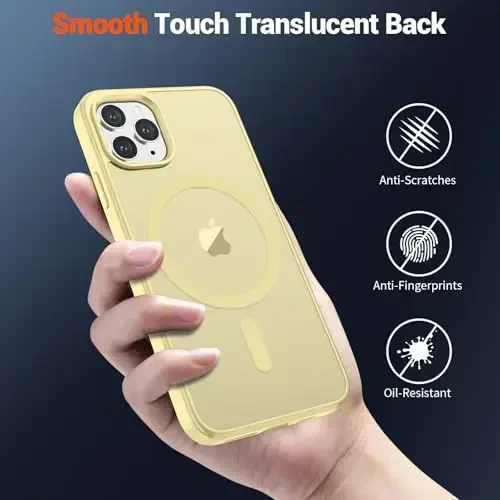SUPFINE Magnetic for iPhone 11 Pro Max Case (Compatible with MagSafe) (Military Grade Drop Protection) Slim Translucent Matte Shockproof with Anti-Fingerprint Phone Case,Buttercream Yellow - 6