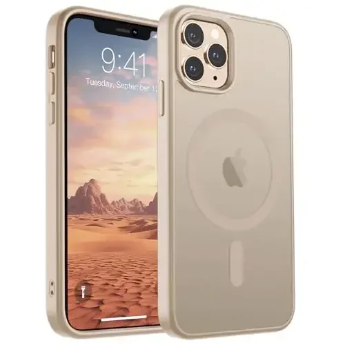 SUPFINE Magnetic for iPhone 11 Pro Max Case(Compatible with MagSafe)(Military Grade Drop Protection) Slim Translucent Matte Shockproof with Anti-Fingerprint Phone Case,Desert Gold 
