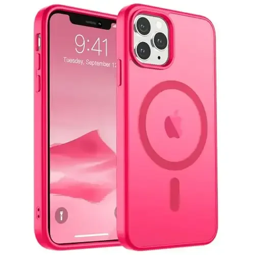 SUPFINE Magnetic for iPhone 11 Pro Max Case (Compatible with MagSafe) (Military Grade Drop Protection) Translucent Matte Shockproof Phone Cover,Matte Hot Pink 