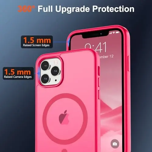 SUPFINE Magnetic for iPhone 11 Pro Max Case Hot Pink | (Compatible with MagSafe)(Military Grade Drop Protection)Shockproof Translucent Matte Phone Cover - 4