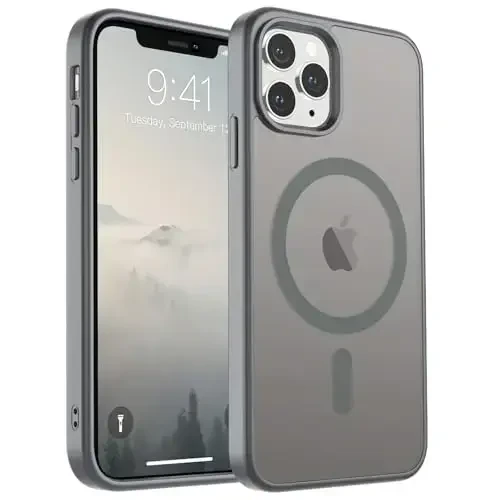 SUPFINE iPhone 11 Pro Max uchun magnitli g‘ilof (MagSafe bilan mos) (Harbiy darajadagi tushishdan himoya) Yupqa yarim shaffof mato zarbga chidamli, barmoq izlariga qarshi telefon g‘ilofi, kulrang - 1