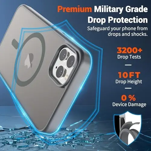 SUPFINE iPhone 11 Pro Max uchun magnitli g‘ilof (MagSafe bilan mos) (Harbiy darajadagi tushishdan himoya) Yupqa yarim shaffof mato zarbga chidamli, barmoq izlariga qarshi telefon g‘ilofi, kulrang - 3