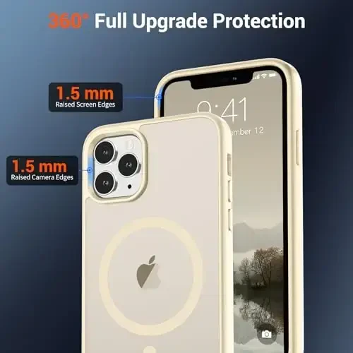 SUPFINE iPhone 11 Pro Max uchun magnitli g‘ilof (MagSafe bilan mos) (Harbiy standartga javob beradigan zarbadan himoya) Yupqa yarim shaffof mato, barmoq izlariga qarshi telefon g‘ilofi, antik oq - 4