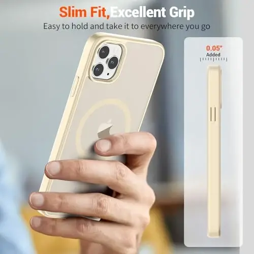 SUPFINE iPhone 11 Pro Max uchun magnitli g‘ilof (MagSafe bilan mos) (Harbiy standartga javob beradigan zarbadan himoya) Yupqa yarim shaffof mato, barmoq izlariga qarshi telefon g‘ilofi, antik oq - 7