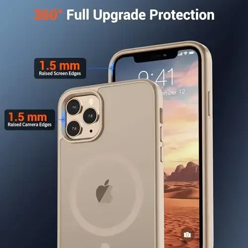 SUPFINE iPhone 11 Pro Max uchun magnitli g‘ilof (MagSafe bilan mos keladi) (Harbiy standartdagi zarbadan himoya) Yengil yarim shaffof matli zarbga chidamli barmoq izlariga qarshi telefon g‘ilofi, cho‘l oltini - 4