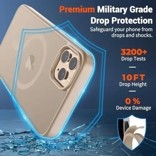 SUPFINE iPhone 11 Pro Max uchun magnitli g‘ilof (MagSafe bilan mos keladi) (Harbiy standartdagi zarbadan himoya) Yengil yarim shaffof matli zarbga chidamli barmoq izlariga qarshi telefon g‘ilofi, cho‘l oltini - 3