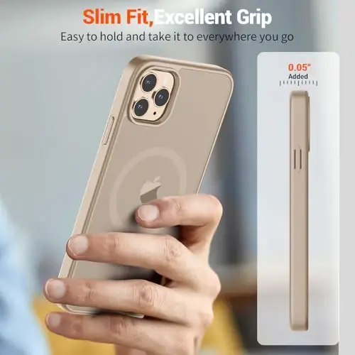 SUPFINE iPhone 11 Pro Max uchun magnitli g‘ilof (MagSafe bilan mos keladi) (Harbiy standartdagi zarbadan himoya) Yengil yarim shaffof matli zarbga chidamli barmoq izlariga qarshi telefon g‘ilofi, cho‘l oltini - 7