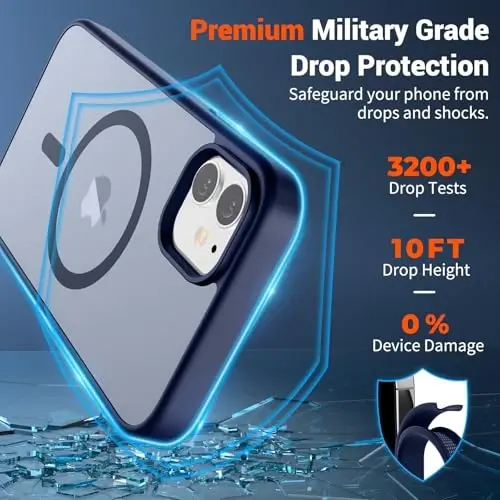 SUPFINE Magnetic for iPhone 11 Phone Case(Compatible with MagSafe)(Military Grade Drop Protection) Translucent Matte Shockproof Phone Cover, Navy Blue - 2