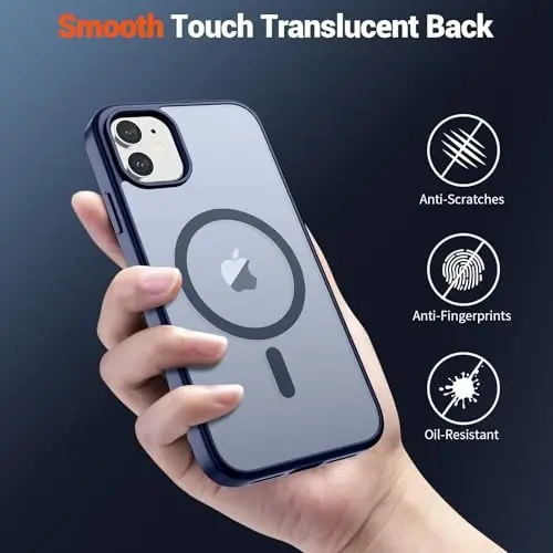 SUPFINE Magnetic for iPhone 11 Phone Case(Compatible with MagSafe)(Military Grade Drop Protection) Translucent Matte Shockproof Phone Cover, Navy Blue - 5