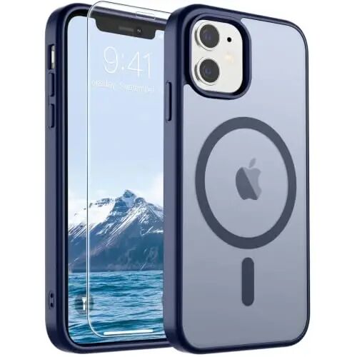 SUPFINE Magnetic for iPhone 11 Phone Case(Compatible with MagSafe)(Military Grade Drop Protection) Translucent Matte Shockproof Phone Cover, Navy Blue 