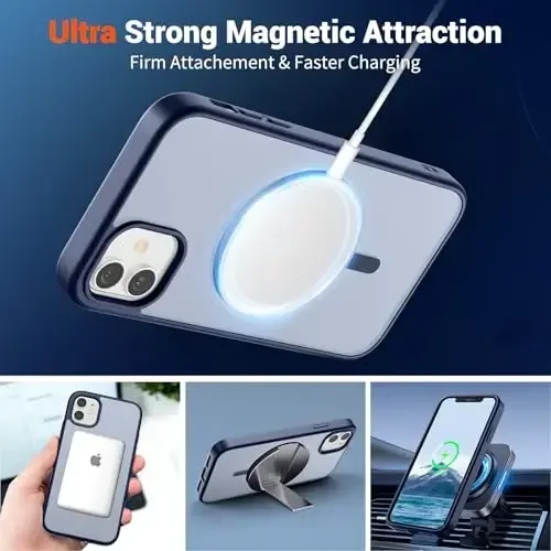 SUPFINE Magnetic for iPhone 11 Phone Case(Compatible with MagSafe)(Military Grade Drop Protection) Translucent Matte Shockproof Phone Cover, Navy Blue - 5
