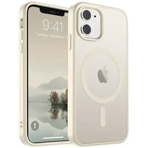 SUPFINE iPhone 11 uchun magnitli telefon g‘ilofi (MagSafe bilan mos keladi) (Harbiy darajadagi tushishdan himoya) Yupqa shaffof matli zarbga chidamli barmoq izlariga qarshi telefon g‘ilofi, Antik oq - 1