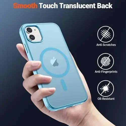 SUPFINE Magnetic for iPhone 12 Case/iPhone 12 Pro Case (Compatible with MagSafe)(Military Grade Drop Protection) Slim Translucent Matte Shockproof with Anti-Fingerprint Phone Case,Light Blue - 6