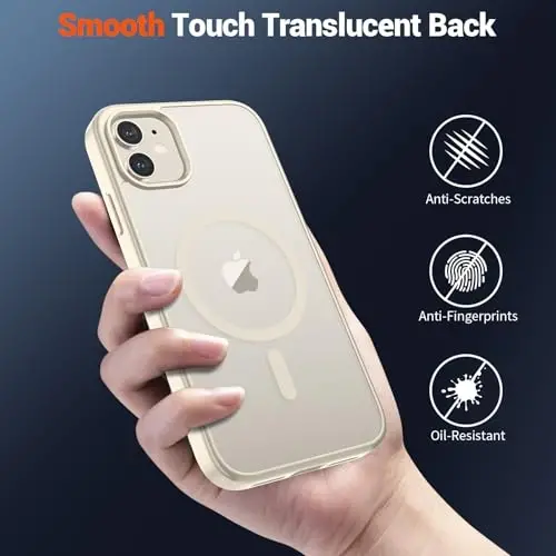 SUPFINE Magnetic for iPhone 12 Case/iPhone 12 Pro Case (Compatible with MagSafe) (Military Grade Drop Protection) Slim Translucent Matte Shockproof with Anti-Fingerprint Phone Case,Antique White - 5