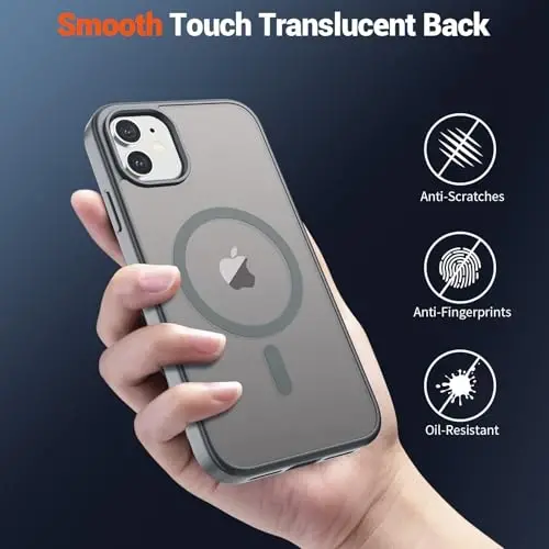 SUPFINE Magnetic for iPhone 12 Case/iPhone 12 Pro Case (Compatible with MagSafe) (Military Grade Drop Protection) Slim Translucent Matte Shockproof with Anti-Fingerprint Phone Case,Gray - 5