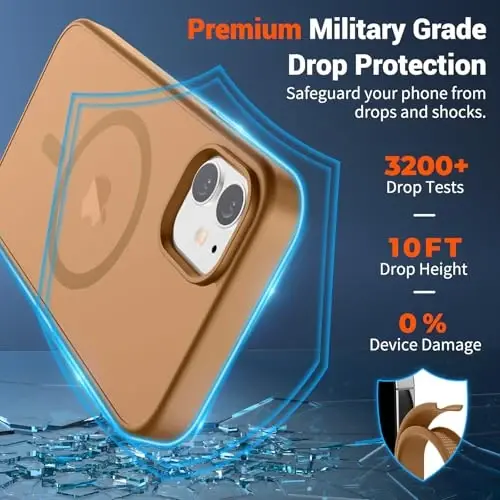 SUPFINE Magnetic for iPhone 12 Case/iPhone 12 Pro Case (Compatible with MagSafe)(Military Grade Drop Protection) Slim Translucent Matte Shockproof with Anti-Fingerprint Phone Case,Brown - 3