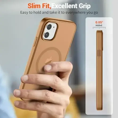 SUPFINE Magnetic for iPhone 12 Case/iPhone 12 Pro Case (Compatible with MagSafe)(Military Grade Drop Protection) Slim Translucent Matte Shockproof with Anti-Fingerprint Phone Case,Brown - 7