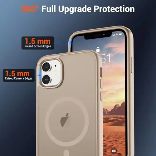 SUPFINE Magnetic for iPhone 12 Case/iPhone 12 Pro Case (Compatible with MagSafe)(Military Grade Drop Protection) Slim Translucent Matte with Anti-Fingerprint Phone Case,Desert Gold - 4