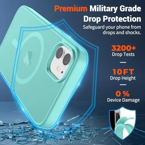 SUPFINE Magnetic for iPhone 12 Case/iPhone 12 Pro Case (Compatible with MagSafe)(Military Grade Drop Protection) Slim Translucent Matte Shockproof with Anti-Fingerprint Phone Case,Blue Green - 2