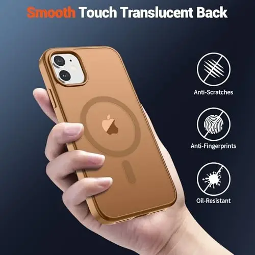 SUPFINE Magnetic for iPhone 12 Mini Case & iPhone 13 Mini Case (Compatible with MagSafe) (Military Grade Drop Protection) Slim Translucent Matte Shockproof Phone Cover,Brown - 6