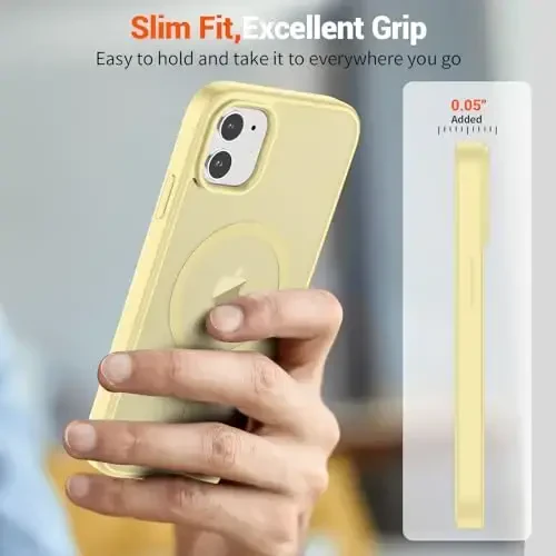 SUPFINE Magnetic for iPhone 12 Mini Case & iPhone 13 Mini Case (Compatible with MagSafe) (Military Grade Drop Protection) Slim Translucent Matte Shockproof Phone Cover,Buttercream Yellow - 7