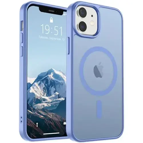 SUPFINE Magnetic for iPhone 12 Mini Case & iPhone 13 Mini Case (Compatible with MagSafe) (Military Grade Drop Protection) Slim Translucent Matte Shockproof Phone Cover,Blue Purple - SUPFINE