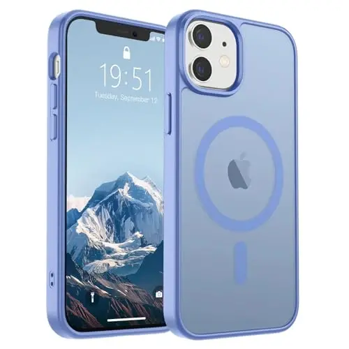 SUPFINE Magnetic for iPhone 12 Mini Case & iPhone 13 Mini Case (Compatible with MagSafe) (Military Grade Drop Protection) Translucent Matte Shockproof Phone Cover,Blue Purple 