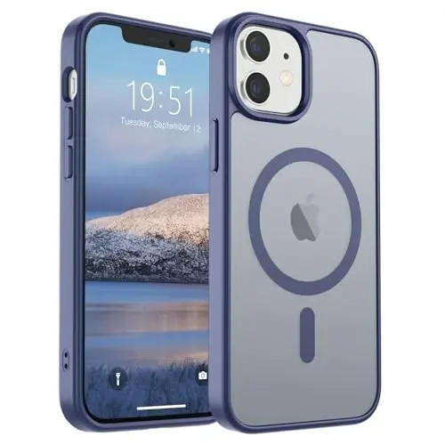 SUPFINE Magnetic for iPhone 12 Mini Case & iPhone 13 Mini Case (Compatible with MagSafe) (Military Grade Drop Protection) Slim Translucent Matte Shockproof Phone Cover,Lavender Gray - 1