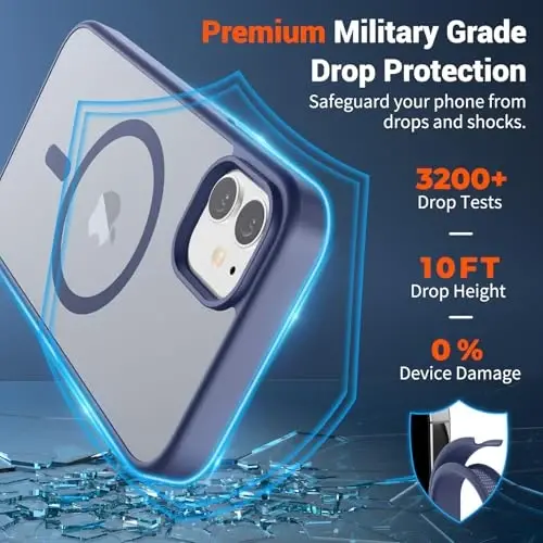 SUPFINE Magnetic for iPhone 12 Mini Case & iPhone 13 Mini Case (Compatible with MagSafe) (Military Grade Drop Protection) Slim Translucent Matte Shockproof Phone Cover,Lavender Gray - 3