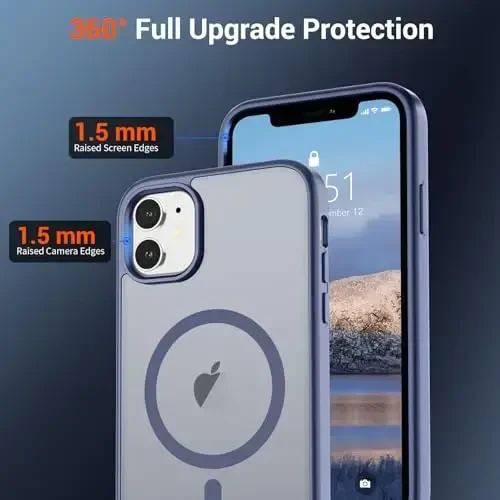 SUPFINE Magnetic for iPhone 12 Mini Case & iPhone 13 Mini Case (Compatible with MagSafe) (Military Grade Drop Protection) Slim Translucent Matte Shockproof Phone Cover,Lavender Gray - 4