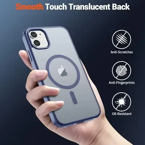 SUPFINE Magnetic for iPhone 12 Mini Case & iPhone 13 Mini Case (Compatible with MagSafe) (Military Grade Drop Protection) Slim Translucent Matte Shockproof Phone Cover,Lavender Gray - 6