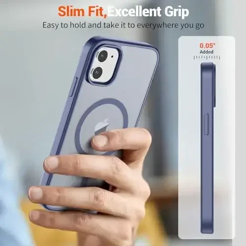 SUPFINE Magnetic for iPhone 12 Mini Case & iPhone 13 Mini Case (Compatible with MagSafe) (Military Grade Drop Protection) Slim Translucent Matte Shockproof Phone Cover,Lavender Gray - 7