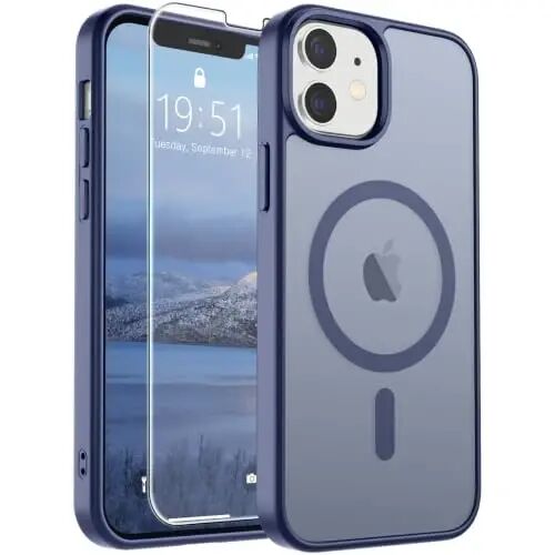 SUPFINE Magnetic for iPhone 12 Mini Case/iPhone 13 Mini Case Lavender Gray | With Screen Protector, Translucent Matte, Compatible with MagSafe, Military Grade Drop Proof, Rugged Shockproof Protective 