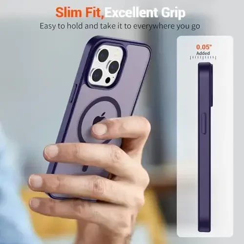 SUPFINE Magnetic for iPhone 12 Pro Max Case (Compatible with MagSafe) (Military Grade Drop Protection) Translucent Matte Shockproof with Anti-Fingerprint Phone Cover,Dark Purple - 7