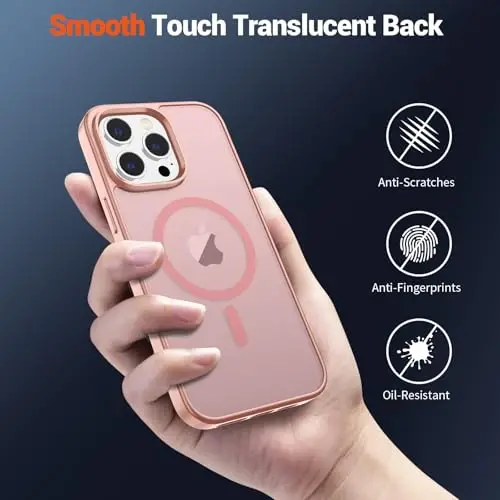 SUPFINE Magnetic for iPhone 12 Pro Max Case (Compatible with MagSafe) (Military Grade Drop Protection) Slim Translucent Matte Shockproof with Anti-Fingerprint Phone Case,Pink - 6