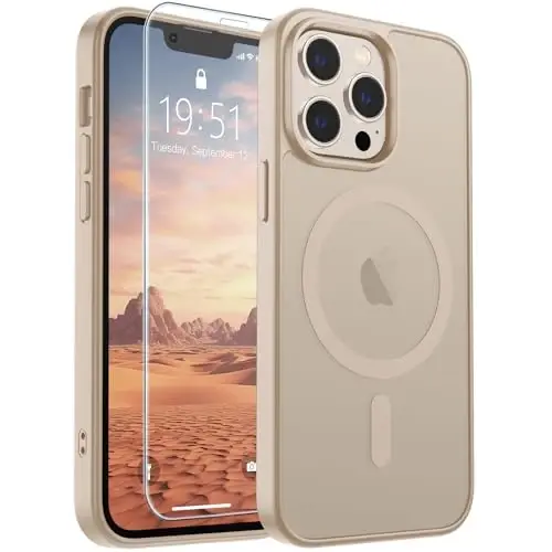 SUPFINE Magnetic for iPhone 12 Pro Max Case(Compatible with MagSafe)(Military Grade Drop Protection) Slim Translucent Matte Shockproof with Anti-Fingerprint Phone Case,Desert Gold - 6