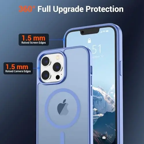 SUPFINE Magnetic for iPhone 12 Pro Max Case (Compatible with MagSafe) (Military Grade Drop Protection) Slim Translucent Matte Shockproof with Anti-Fingerprint Phone Case,Blue Purple - 3