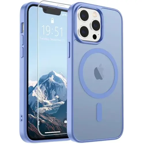 SUPFINE Magnetic for iPhone 12 Pro Max Case (Compatible with MagSafe) (Military Grade Drop Protection) Slim Translucent Matte Shockproof with Anti-Fingerprint Phone Case,Blue Purple - 6