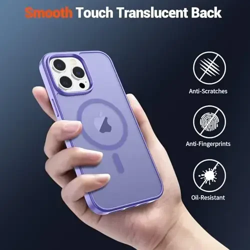 SUPFINE Magnetic for iPhone 12 Pro Max Case (Compatible with MagSafe) (Military Grade Drop Protection) Slim Translucent Matte Shockproof with Anti-Fingerprint Phone Case,Purple - 6
