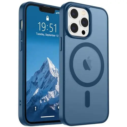 SUPFINE Magnetic for iPhone 12 Pro Max Case (Compatible with MagSafe) (Military Grade Drop Protection) Translucent Matte Shockproof Phone Cover,Deep Blue - 1
