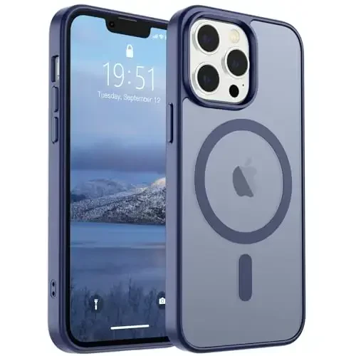 SUPFINE iPhone 12 Pro Max uchun magnitli g‘ilof (MagSafe bilan mos) (harbiy darajadagi tushishdan himoya) Yupqa yarim shaffof mato zarbga chidamli barmoq izlariga qarshi telefon g‘ilofi, Lavanda kulrang - 1