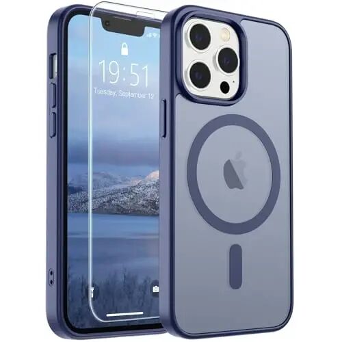 SUPFINE iPhone 12 Pro Max uchun magnitli g‘ilof (MagSafe bilan mos) (harbiy darajadagi tushishdan himoya) Yupqa yarim shaffof mato zarbga chidamli barmoq izlariga qarshi telefon g‘ilofi, Lavanda kulrang 