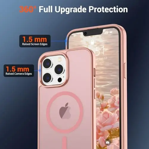 SUPFINE iPhone 12 Pro Max uchun magnitli g'ilof (MagSafe bilan mos keladi) (Harbiy darajadagi tushishdan himoya) Yassi shaffof matli zarbga chidamli barmoq izlariga qarshi telefon g'ilofi, pushti - 4