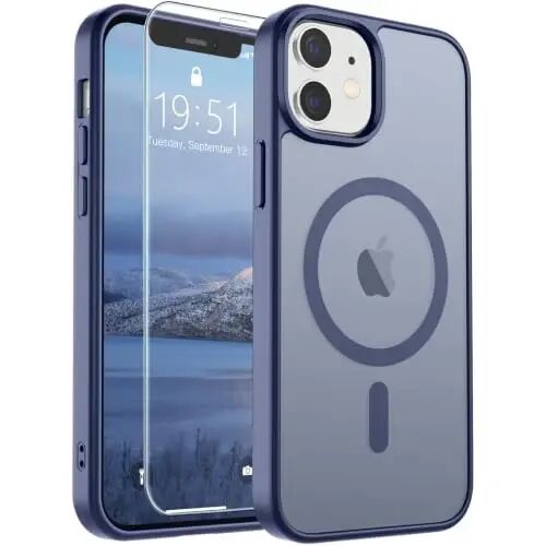 SUPFINE Magnetic for iPhone 12 Case/iPhone 12 Pro Case Lavender Gray | With Screen Protector, Translucent Matte, Compatible with MagSafe, Military Grade Drop Proof, Rugged Shockproof Protective 