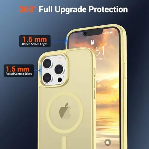 SUPFINE Magnetic for iPhone 13 Pro Case (Compatible with MagSafe) (Military Grade Drop Protection) Slim Translucent Matte Shockproof with Anti-Fingerprint Phone Case,Buttercream Yellow - 4