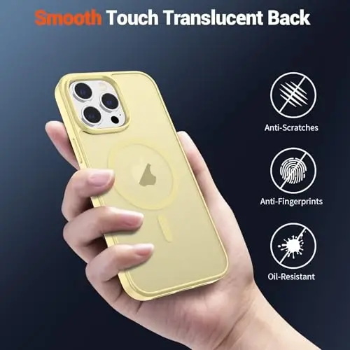 SUPFINE Magnetic for iPhone 13 Pro Case (Compatible with MagSafe) (Military Grade Drop Protection) Slim Translucent Matte Shockproof with Anti-Fingerprint Phone Case,Buttercream Yellow - 6