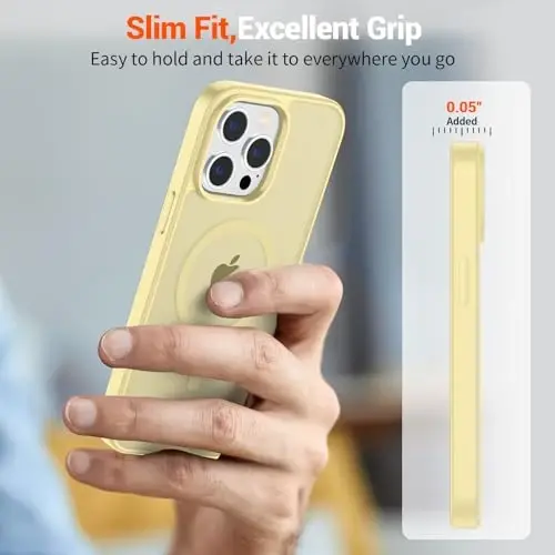 SUPFINE Magnetic for iPhone 13 Pro Case (Compatible with MagSafe) (Military Grade Drop Protection) Slim Translucent Matte Shockproof with Anti-Fingerprint Phone Case,Buttercream Yellow - 7