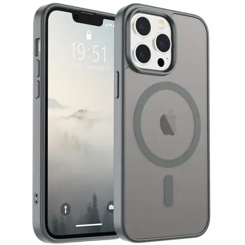 SUPFINE Magnetic for iPhone 13 Pro Case (Compatible with MagSafe) (Military Grade Drop Protection) Slim Translucent Matte Shockproof with Anti-Fingerprint Phone Case,Gray 