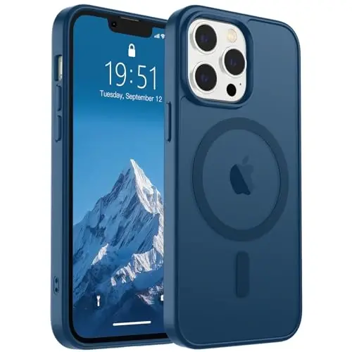 SUPFINE Magnetic for iPhone 13 Pro Case (Compatible with MagSafe) (Military Grade Drop Protection) Translucent Matte Shockproof with Anti-Fingerprint Phone Case,Deep Blue 