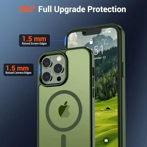 SUPFINE Magnetic for iPhone 13 Pro Case (Compatible with MagSafe) (Military Grade Drop Protection) Slim Translucent Matte Shockproof with Anti-Fingerprint Phone Case,Cangling Green - 4